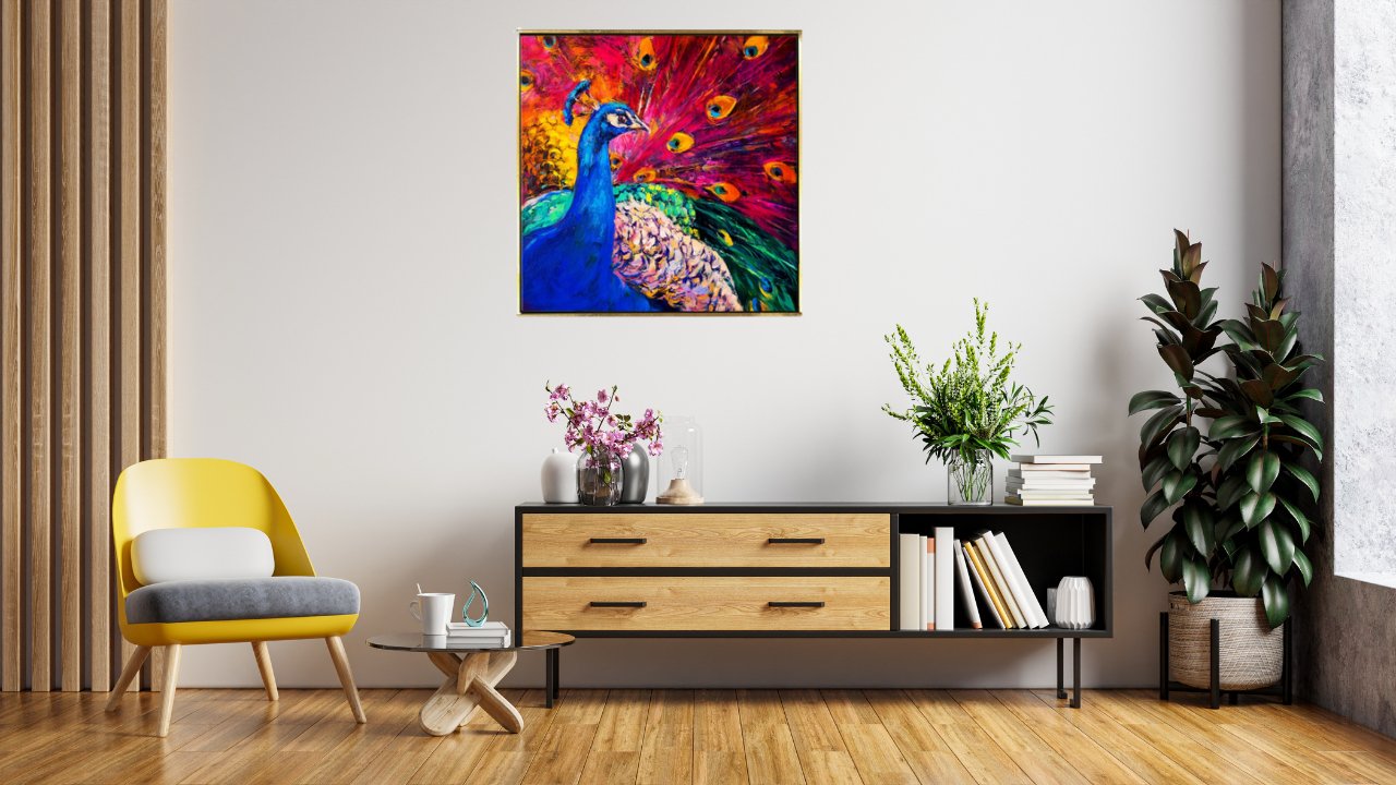 Peacock Vastu Canvas Painting for Positive Living Room Energy – Paper ...