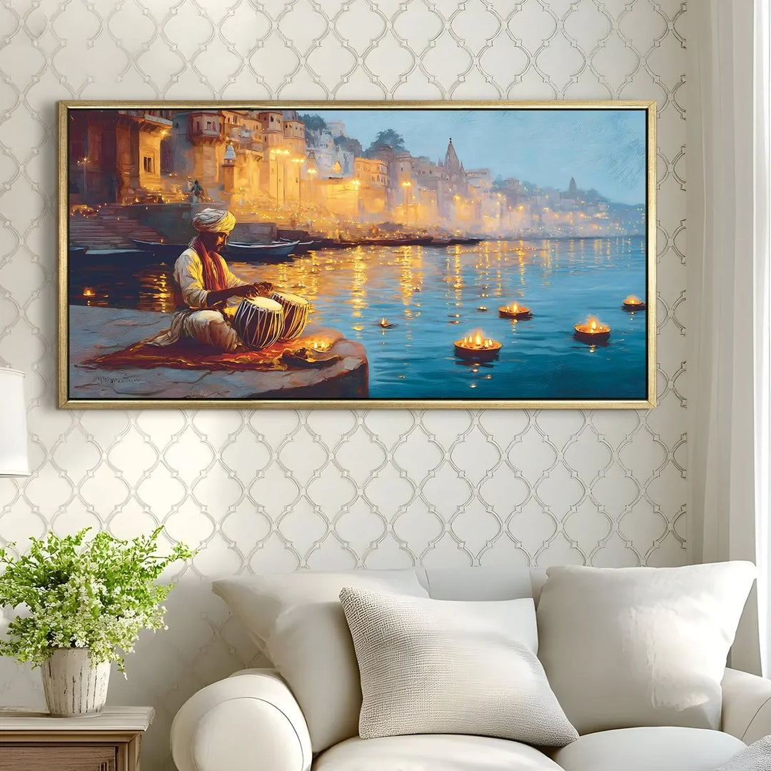 Banaras Ghat Wall Art – Paper Plane Design