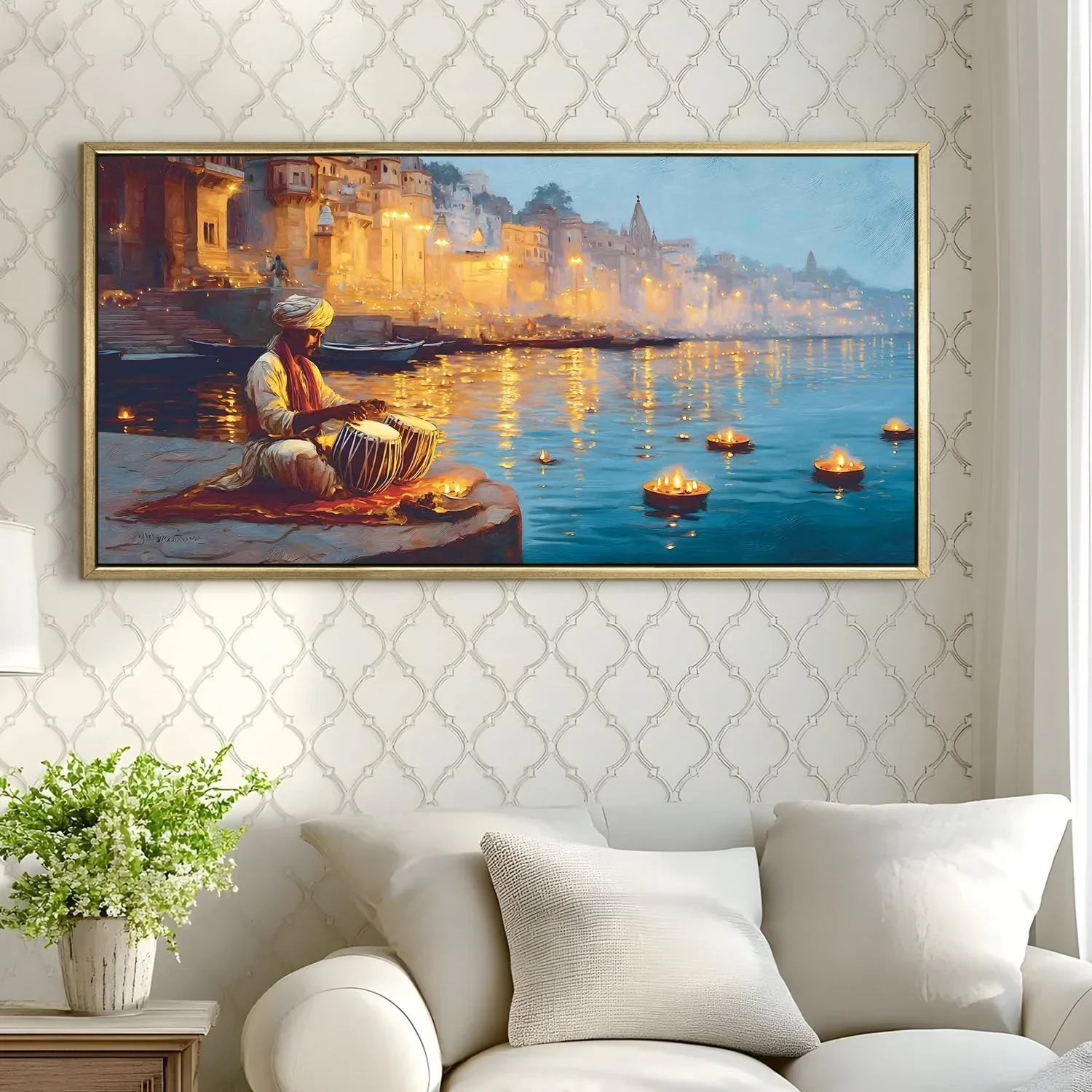 Banaras Ghat Wall Art – Paper Plane Design