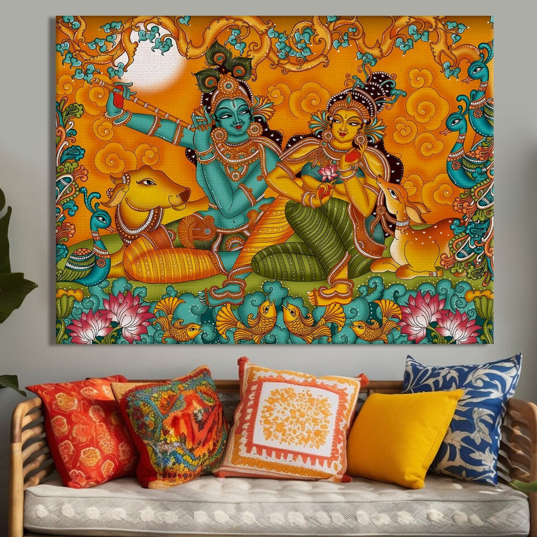 Kerala Mural Canvas Painting – Paper Plane Design