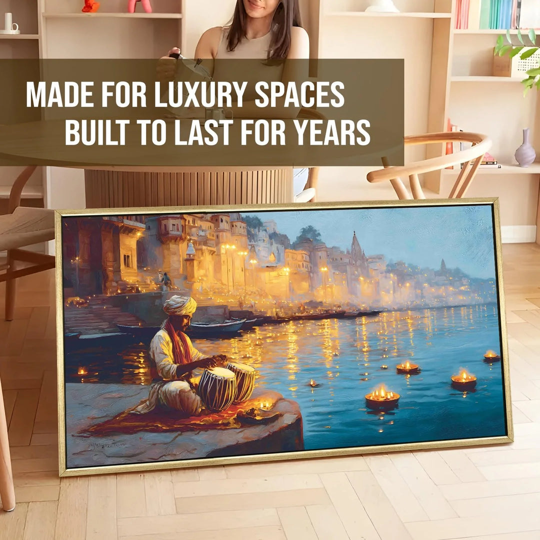 Gospel Choir on Southern Chapel Steps Wall Art, HD Canvas Print, Golden Floater Framed, Ready to Hang, (24 In x 48 In) (MUSIC-WA-25-A)