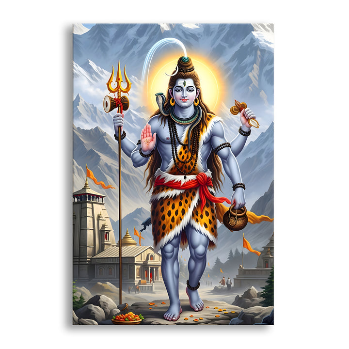 Lord Shiva Wall Art | HD Canvas Print Gallery Wrap Painting | Ready to Hang | Perfect for Pooja Room & Office Décor | Size: 20x30 Inch (SHWA11)