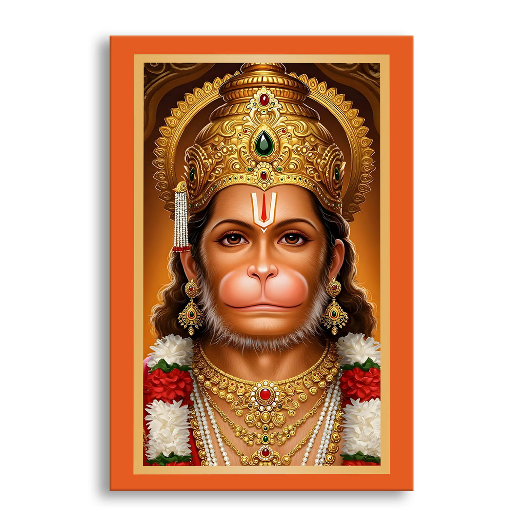 Lord Hanuman Wall Art | HD Canvas Print Gallery Wrap Painting | Ready to Hang | Perfect for Pooja Room & Office Décor | Size: 20x30 Inch (BBWA12)
