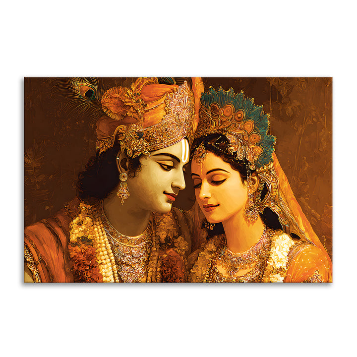 Radha Krishna Divine Harmony Wall Art | HD Canvas Print Gallery Wrap Painting | Ready to Hang | Perfect for Pooja Room & Office Décor (RKWA25)