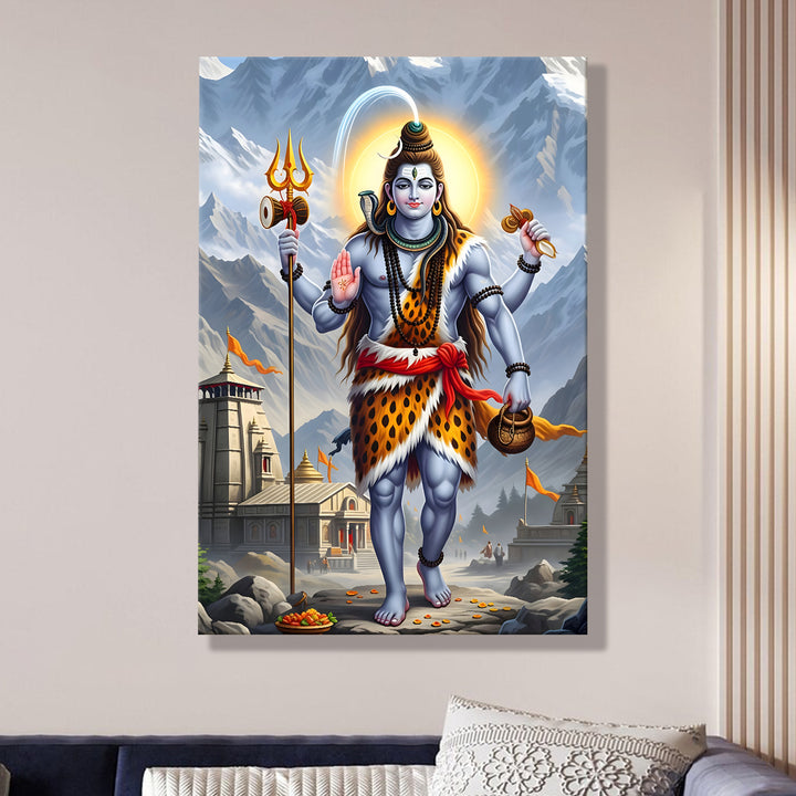 Lord Shiva Wall Art | HD Canvas Print Gallery Wrap Painting | Ready to Hang | Perfect for Pooja Room & Office Décor | Size: 20x30 Inch (SHWA11)