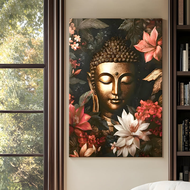 Serene Buddha Meditation Wall Art | HD Canvas Print Gallery Wrap Painting | Ready to Hang | Perfect for Pooja Room & Office Décor | Size: 20x30 Inch (BDWA60)