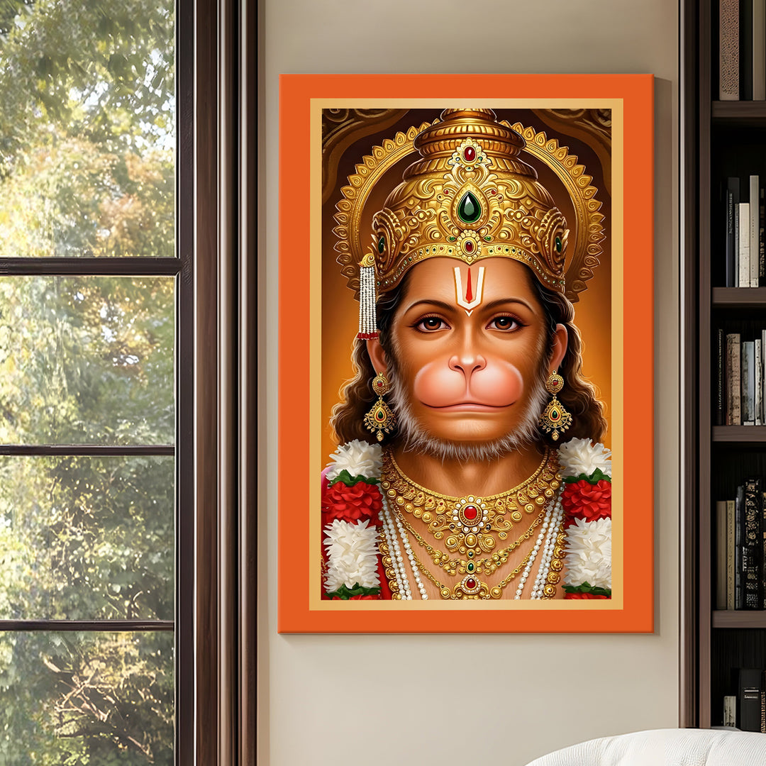 Lord Hanuman Wall Art | HD Canvas Print Gallery Wrap Painting | Ready to Hang | Perfect for Pooja Room & Office Décor | Size: 20x30 Inch (BBWA12)