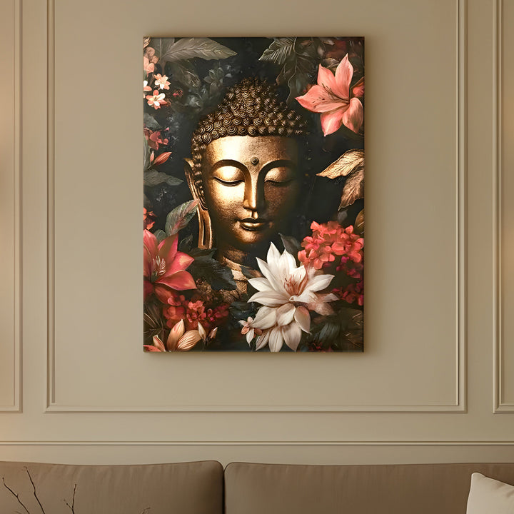 Serene Buddha Meditation Wall Art | HD Canvas Print Gallery Wrap Painting | Ready to Hang | Perfect for Pooja Room & Office Décor | Size: 20x30 Inch (BDWA60)