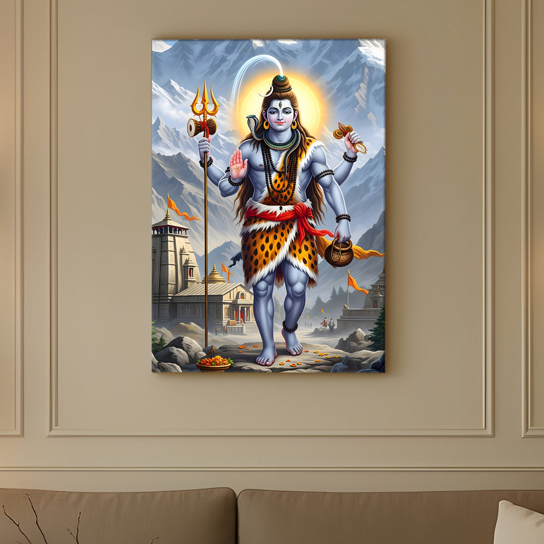 Lord Shiva Wall Art | HD Canvas Print Gallery Wrap Painting | Ready to Hang | Perfect for Pooja Room & Office Décor | Size: 20x30 Inch (SHWA11)