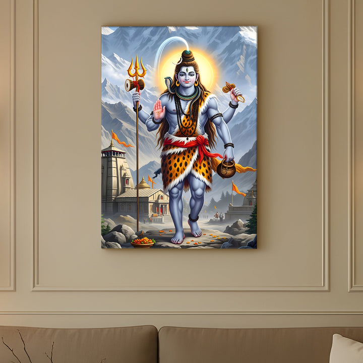 Lord Shiva Wall Art | HD Canvas Print Gallery Wrap Painting | Ready to Hang | Perfect for Pooja Room & Office Décor | Size: 20x30 Inch (SHWA11)