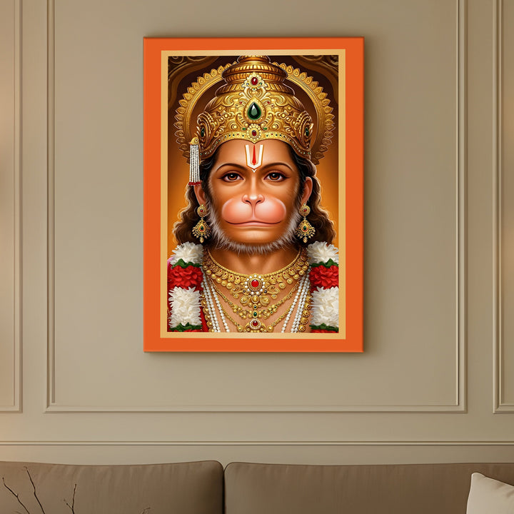Lord Hanuman Wall Art | HD Canvas Print Gallery Wrap Painting | Ready to Hang | Perfect for Pooja Room & Office Décor | Size: 20x30 Inch (BBWA12)