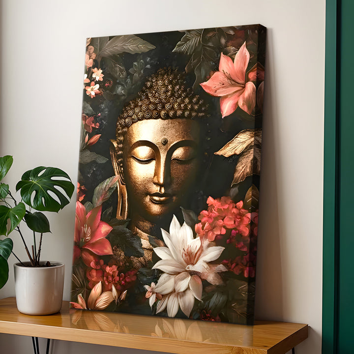 Serene Buddha Meditation Wall Art | HD Canvas Print Gallery Wrap Painting | Ready to Hang | Perfect for Pooja Room & Office Décor | Size: 20x30 Inch (BDWA60)