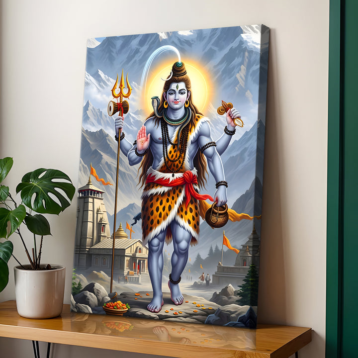 Lord Shiva Wall Art | HD Canvas Print Gallery Wrap Painting | Ready to Hang | Perfect for Pooja Room & Office Décor | Size: 20x30 Inch (SHWA11)