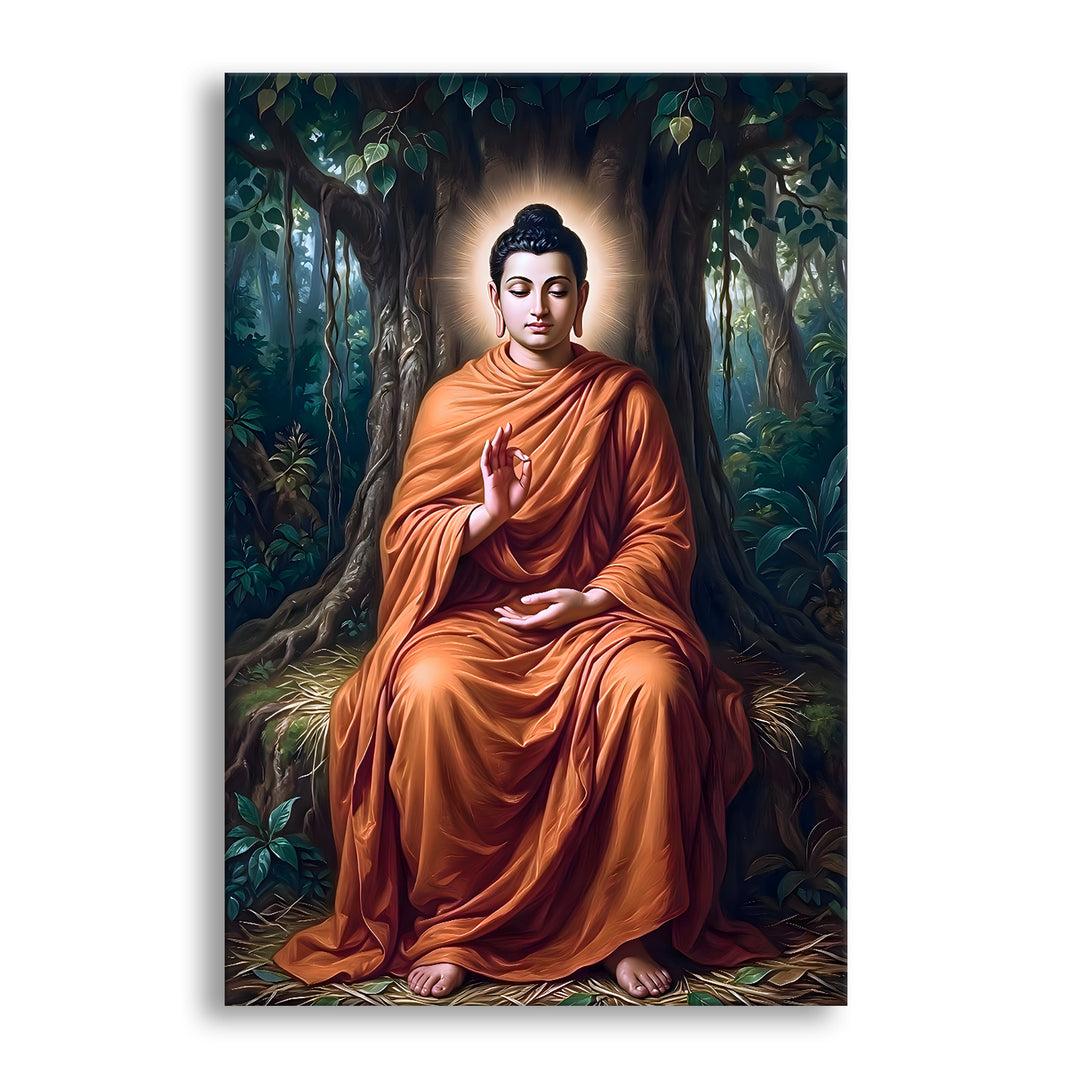 Serene Buddha Meditation Wall Art | HD Canvas Print Gallery Wrap Painting | Ready to Hang | Perfect for Pooja Room & Office Décor | Size: 20x30 Inch (BDWA61)