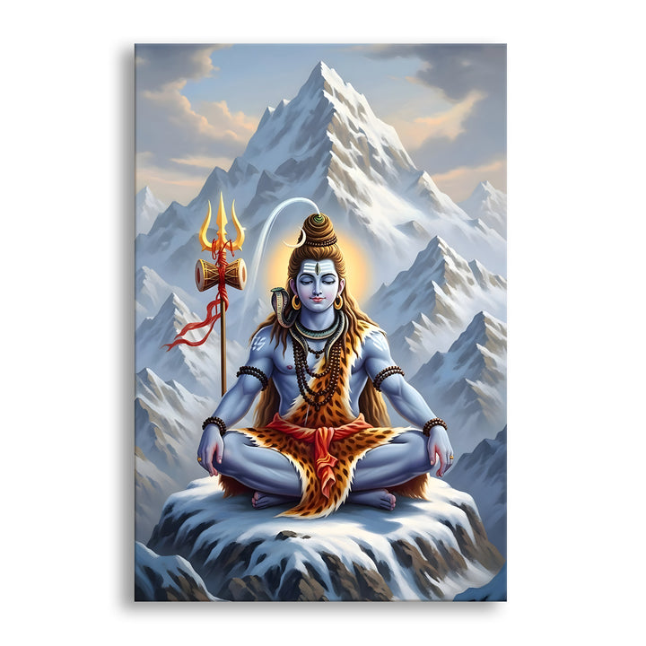 Lord Shiva Wall Art | HD Canvas Print Gallery Wrap Painting | Ready to Hang | Perfect for Pooja Room & Office Décor | Size: 20x30 Inch (SHWA12)