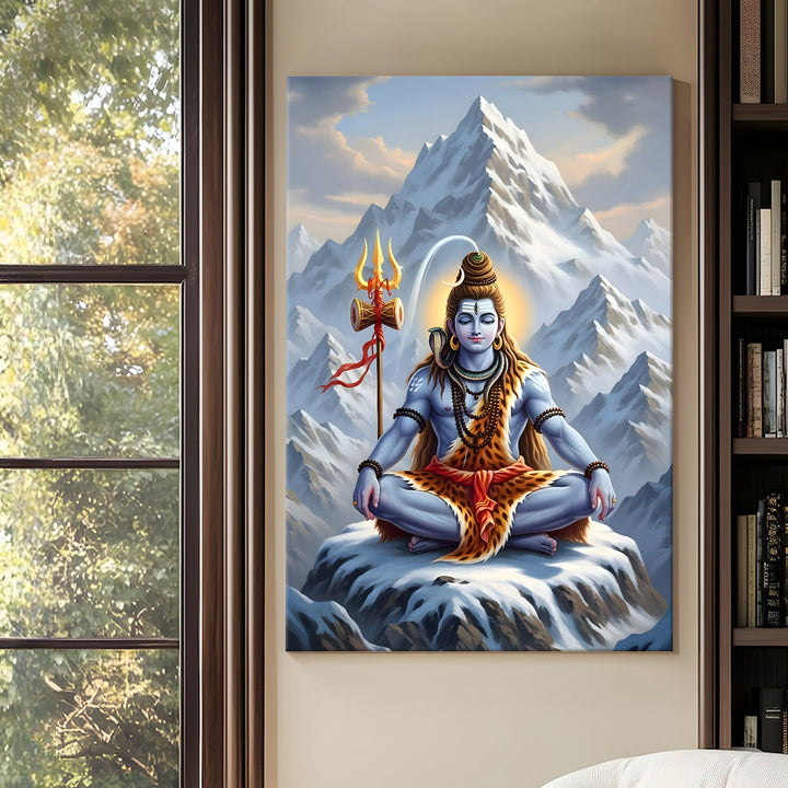 Lord Shiva Wall Art | HD Canvas Print Gallery Wrap Painting | Ready to Hang | Perfect for Pooja Room & Office Décor | Size: 20x30 Inch (SHWA12)