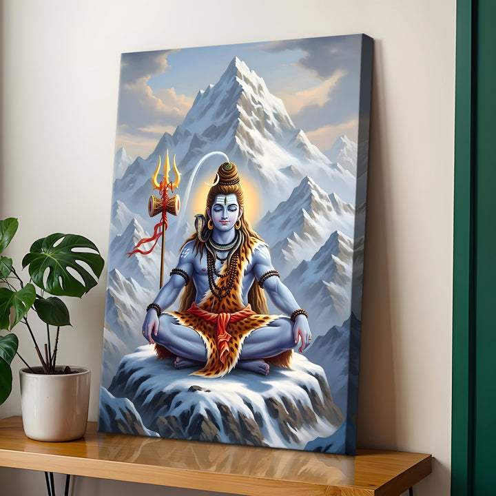 Lord Shiva Wall Art | HD Canvas Print Gallery Wrap Painting | Ready to Hang | Perfect for Pooja Room & Office Décor | Size: 20x30 Inch (SHWA12)