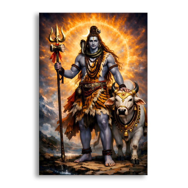 Lord Shiva Wall Art | HD Canvas Print Gallery Wrap Painting | Ready to Hang | Perfect for Pooja Room & Office Décor | Size: 20x30 Inch (SHWA13)