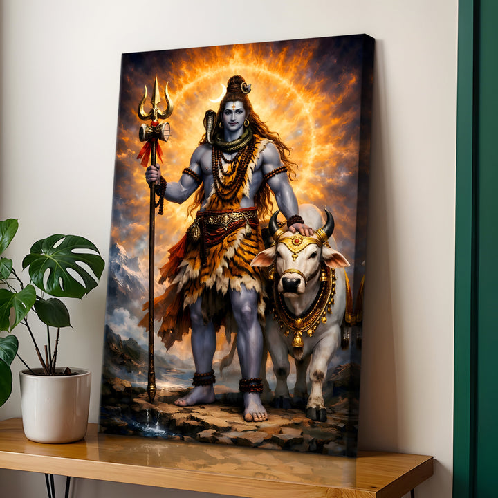 Lord Shiva Wall Art | HD Canvas Print Gallery Wrap Painting | Ready to Hang | Perfect for Pooja Room & Office Décor | Size: 20x30 Inch (SHWA13)