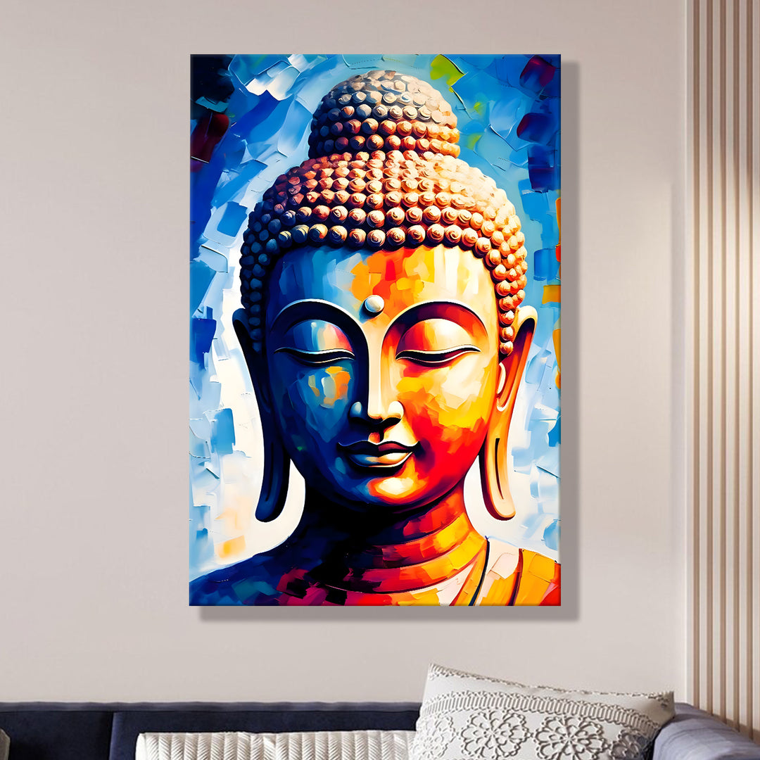 Serene Buddha Meditation Wall Art | HD Canvas Print Gallery Wrap Painting | Ready to Hang | Perfect for Pooja Room & Office Décor | Size: 20x30 Inch (BDWA64)