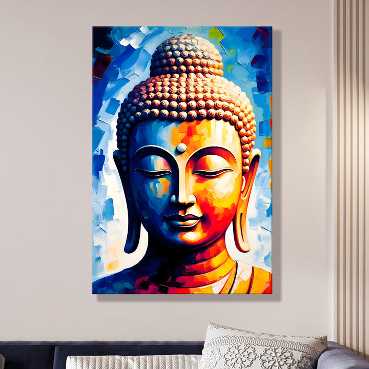 Serene Buddha Meditation Wall Art | HD Canvas Print Gallery Wrap Painting | Ready to Hang | Perfect for Pooja Room & Office Décor | Size: 20x30 Inch (BDWA64)