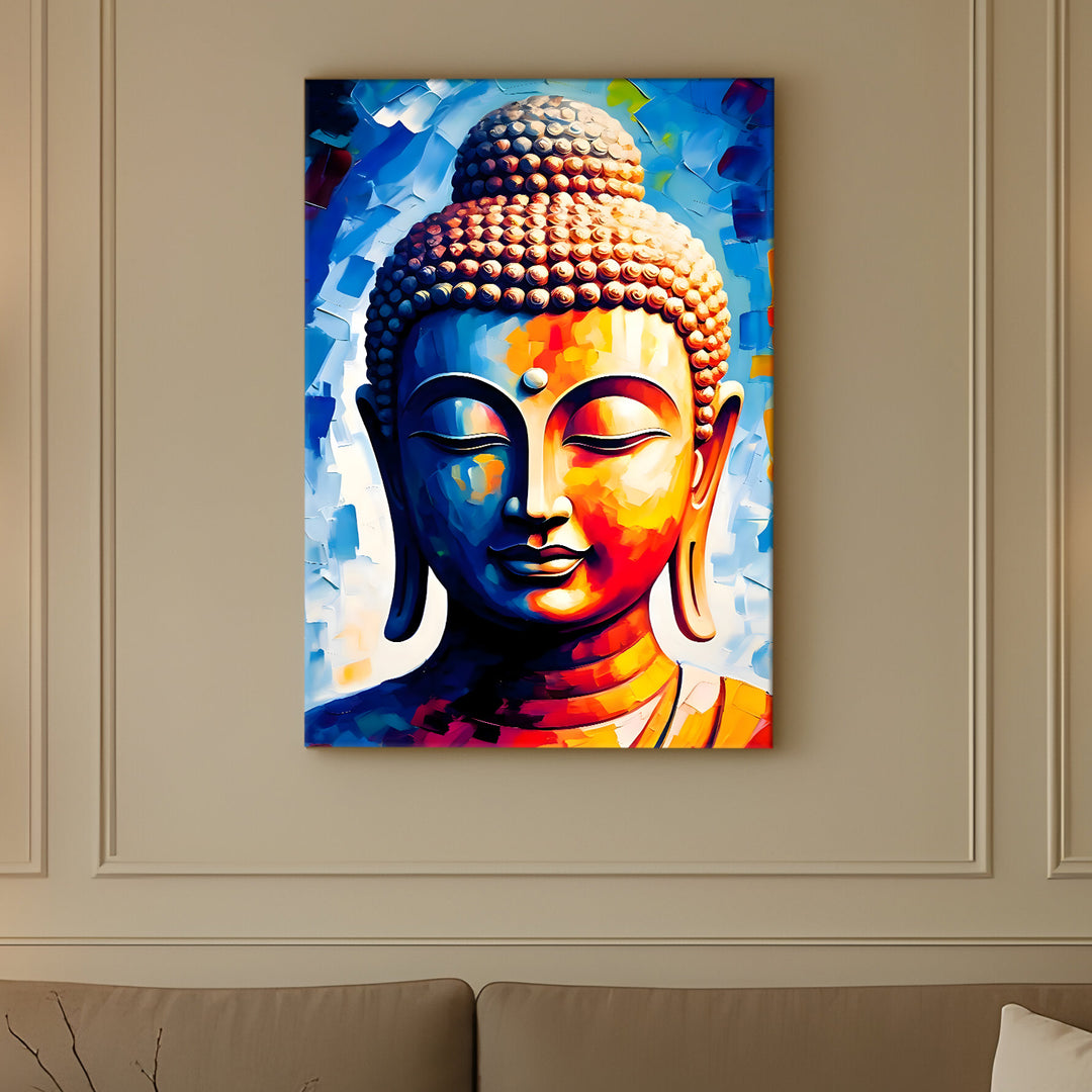 Serene Buddha Meditation Wall Art | HD Canvas Print Gallery Wrap Painting | Ready to Hang | Perfect for Pooja Room & Office Décor | Size: 20x30 Inch (BDWA64)