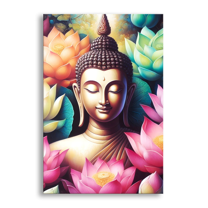 Serene Buddha Meditation Wall Art | HD Canvas Print Gallery Wrap Painting | Ready to Hang | Perfect for Pooja Room & Office Décor | Size: 20x30 Inch (BDWA63)