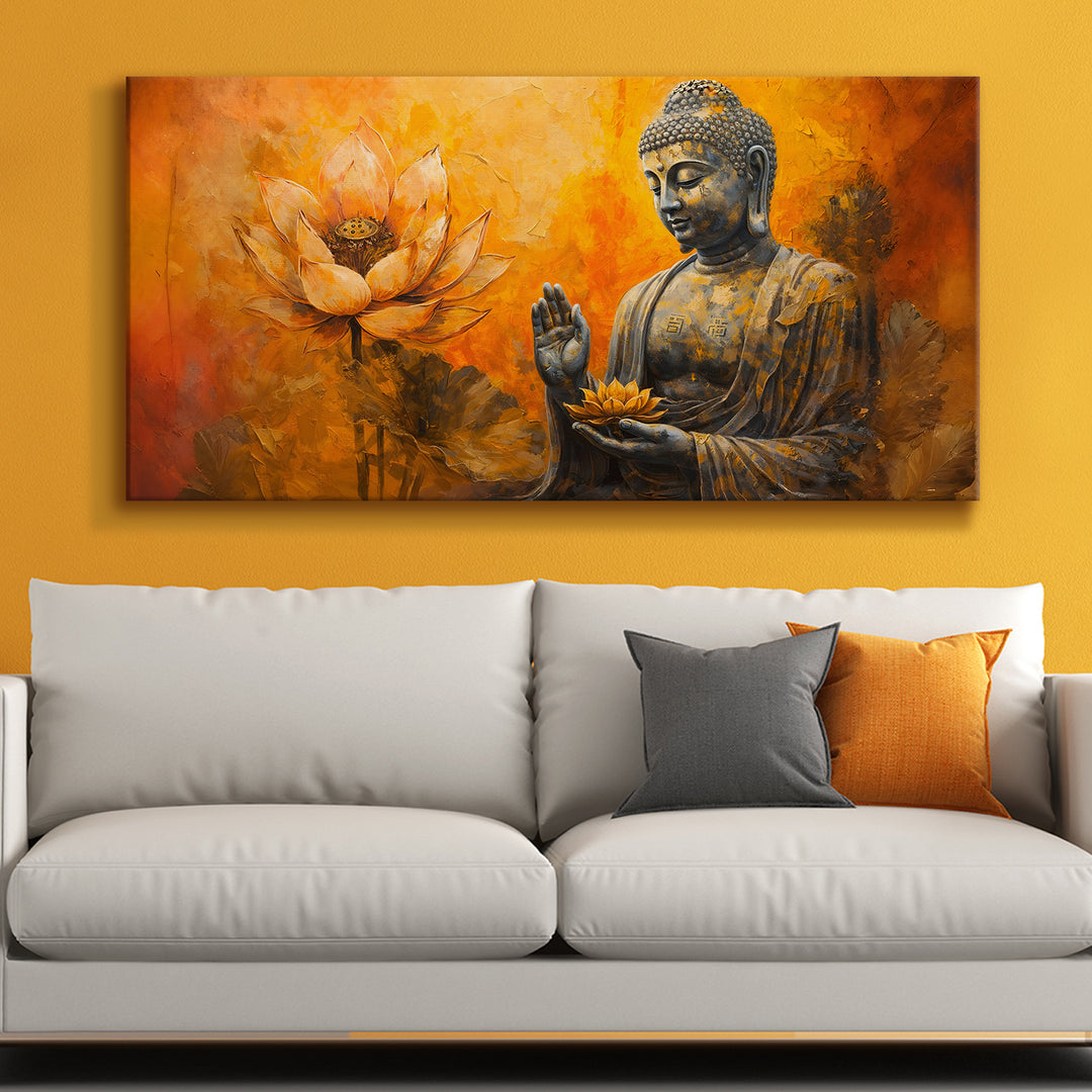 Serene Retreat: Lord Buddha Wall Art Paintings for Bedroom Decor ...