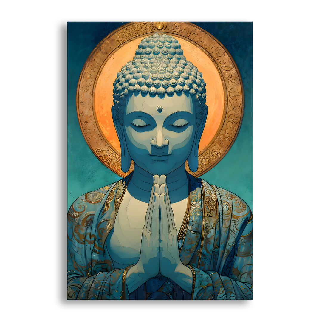 Serene Buddha Meditation Wall Art | HD Canvas Print Gallery Wrap Painting | Ready to Hang | Perfect for Pooja Room & Office Décor | Size: 20x30 Inch (BDWA51)