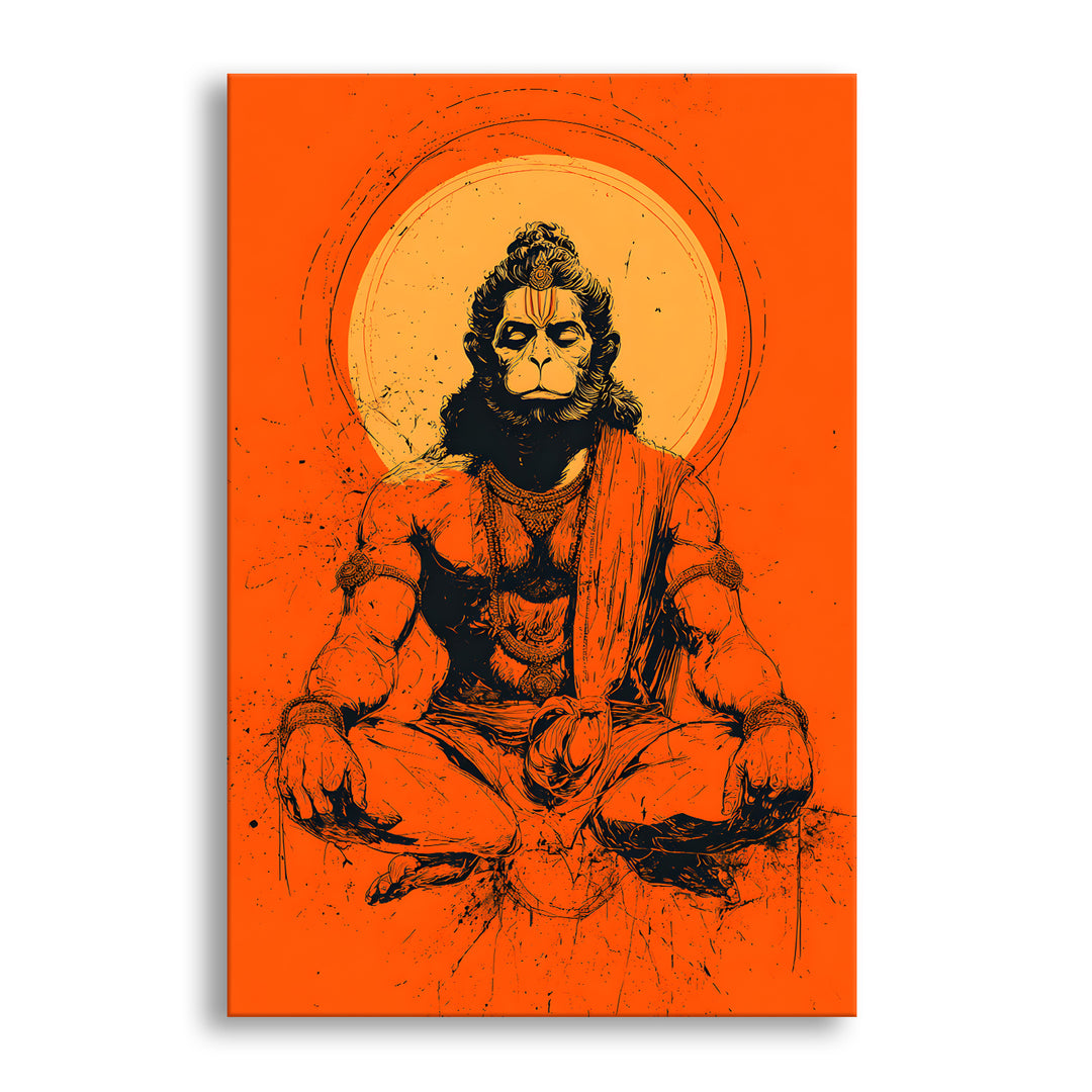 Lord Hanuman Wall Art | HD Canvas Print Gallery Wrap Painting | Ready to Hang | Perfect for Pooja Room & Office Décor | Size: 20x30 Inch (BBWA03)
