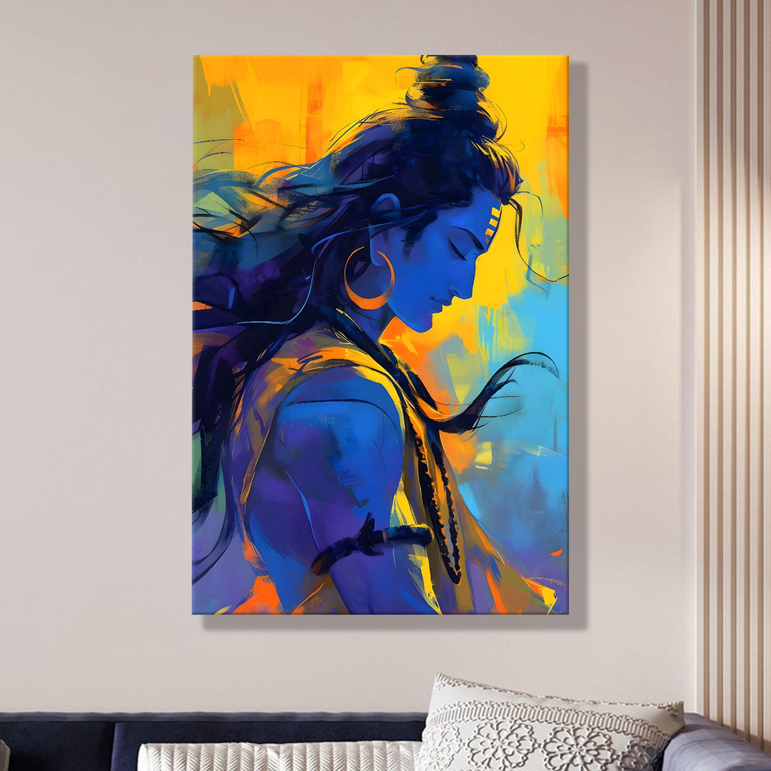Lord Shiva Wall Art | HD Canvas Print Gallery Wrap Painting | Ready to Hang | Perfect for Pooja Room & Office Décor | Size: 20x30 Inch (SHWA02)
