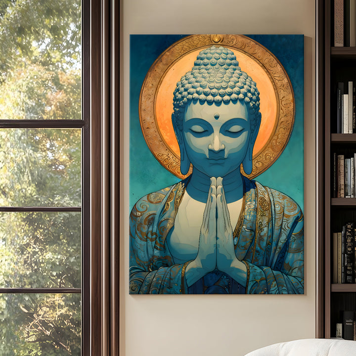 Serene Buddha Meditation Wall Art | HD Canvas Print Gallery Wrap Painting | Ready to Hang | Perfect for Pooja Room & Office Décor | Size: 20x30 Inch (BDWA51)