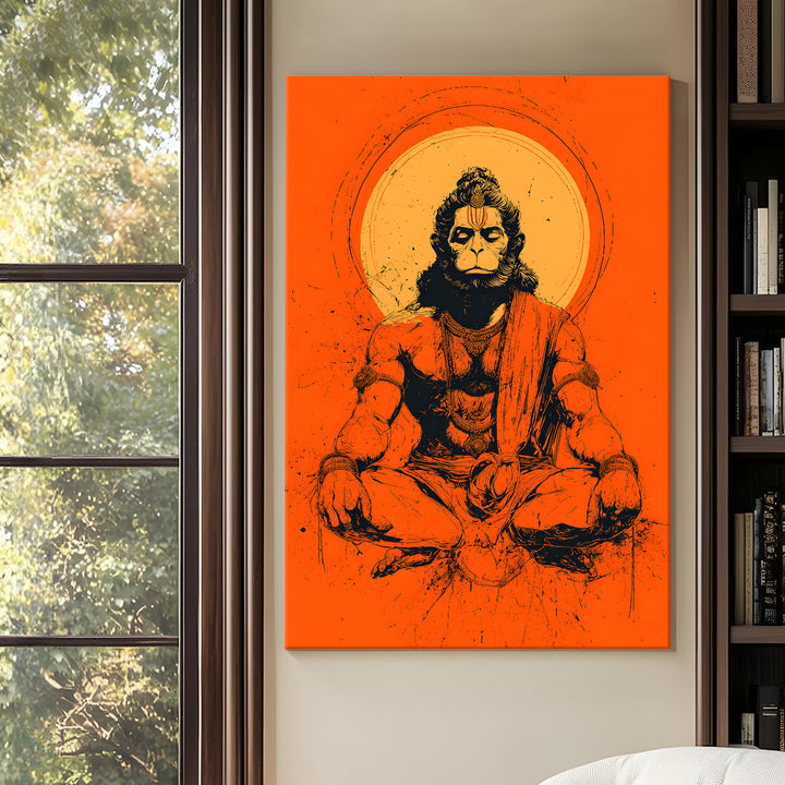 Lord Hanuman Wall Art | HD Canvas Print Gallery Wrap Painting | Ready to Hang | Perfect for Pooja Room & Office Décor | Size: 20x30 Inch (BBWA03)