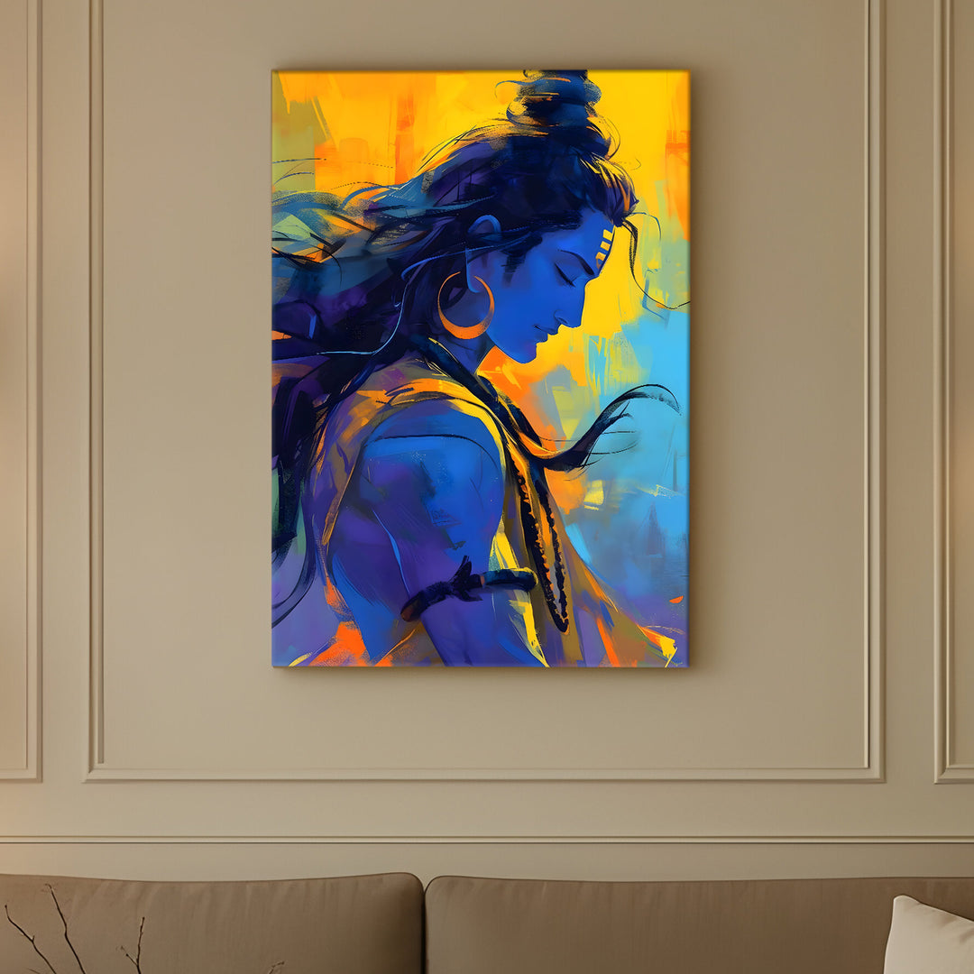 Lord Shiva Wall Art | HD Canvas Print Gallery Wrap Painting | Ready to Hang | Perfect for Pooja Room & Office Décor | Size: 20x30 Inch (SHWA02)