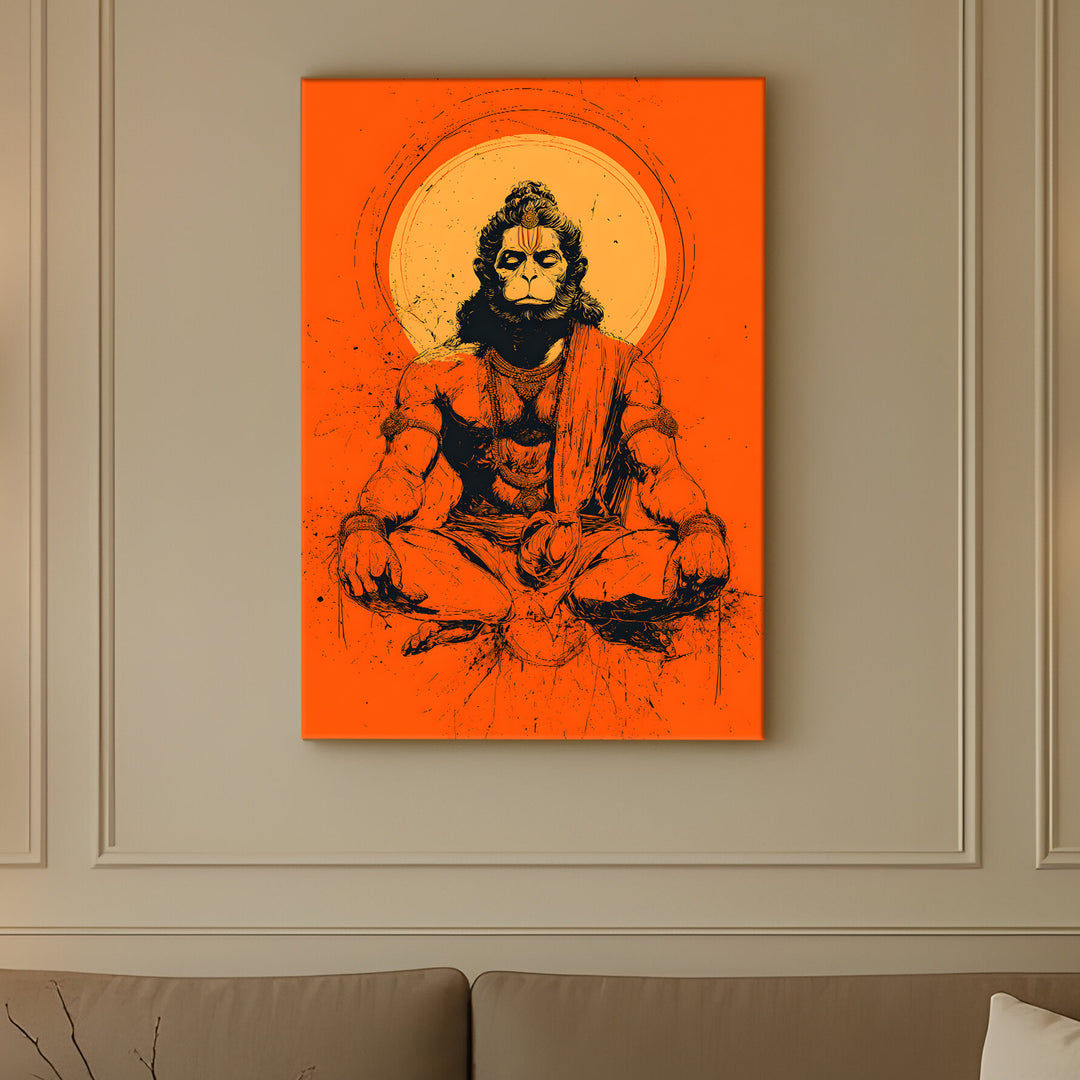 Lord Hanuman Wall Art | HD Canvas Print Gallery Wrap Painting | Ready to Hang | Perfect for Pooja Room & Office Décor | Size: 20x30 Inch (BBWA03)