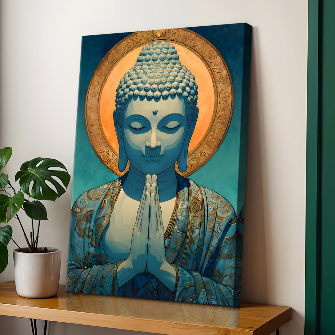 Serene Buddha Meditation Wall Art | HD Canvas Print Gallery Wrap Painting | Ready to Hang | Perfect for Pooja Room & Office Décor | Size: 20x30 Inch (BDWA51)