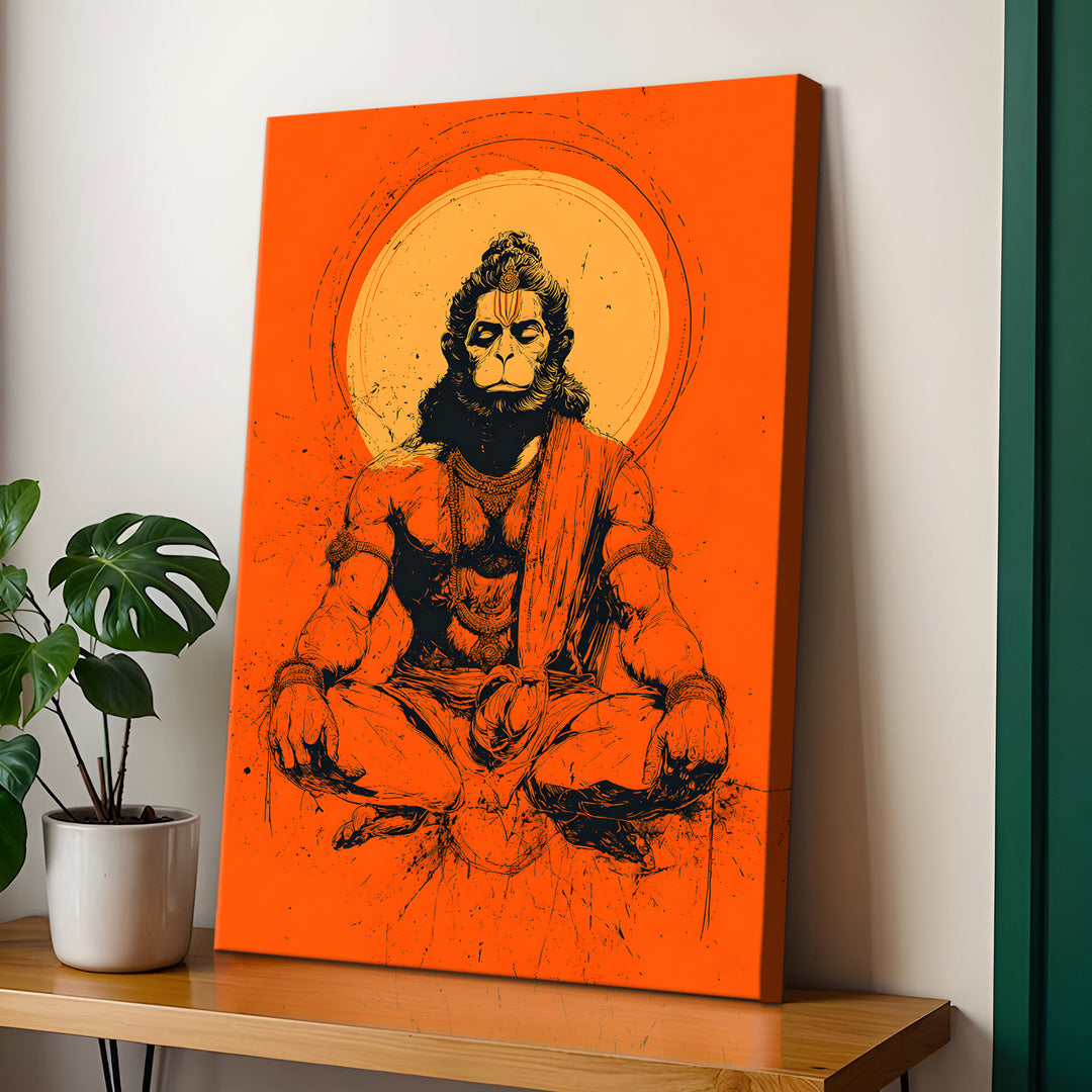 Lord Hanuman Wall Art | HD Canvas Print Gallery Wrap Painting | Ready to Hang | Perfect for Pooja Room & Office Décor | Size: 20x30 Inch (BBWA03)