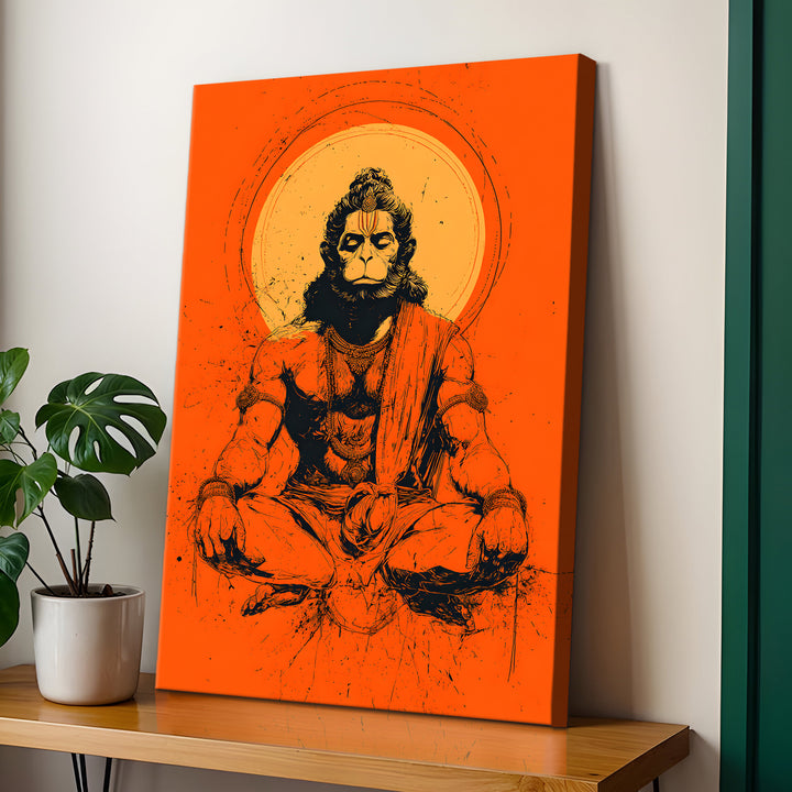 Lord Hanuman Wall Art | HD Canvas Print Gallery Wrap Painting | Ready to Hang | Perfect for Pooja Room & Office Décor | Size: 20x30 Inch (BBWA03)