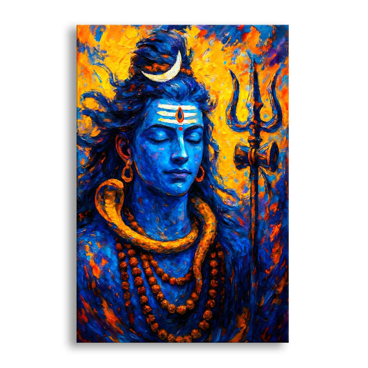 Lord Shiva Wall Art | HD Canvas Print Gallery Wrap Painting | Ready to Hang | Perfect for Pooja Room & Office Décor | Size: 20x30 Inch (SHWA03)