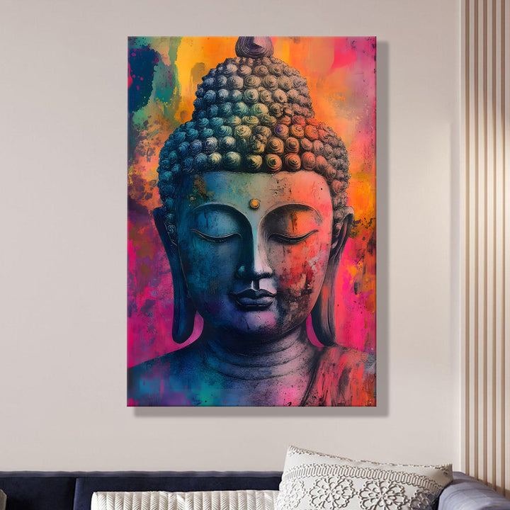 Serene Buddha Meditation Wall Art | HD Canvas Print Gallery Wrap Painting | Ready to Hang | Perfect for Pooja Room & Office Décor | Size: 20x30 Inch (BDWA52)