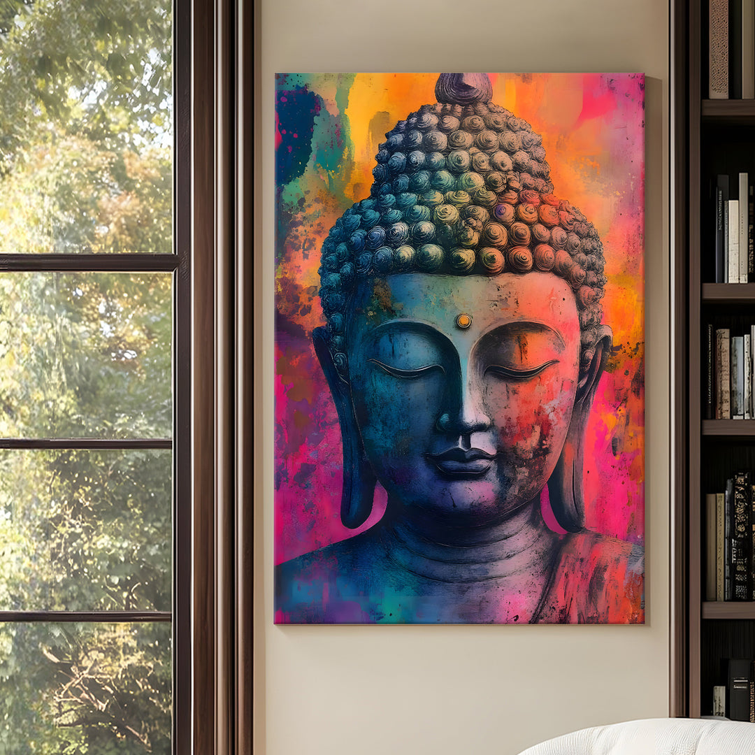 Serene Buddha Meditation Wall Art | HD Canvas Print Gallery Wrap Painting | Ready to Hang | Perfect for Pooja Room & Office Décor | Size: 20x30 Inch (BDWA52)