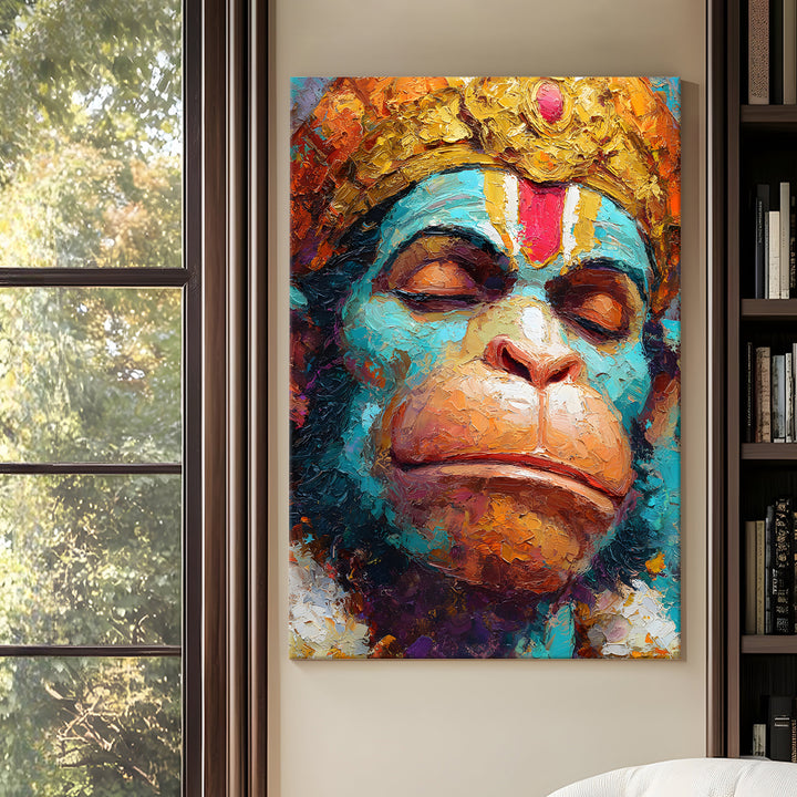 Lord Hanuman Wall Art | HD Canvas Print Gallery Wrap Painting | Ready to Hang | Perfect for Pooja Room & Office Décor | Size: 20x30 Inch (BBWA04)