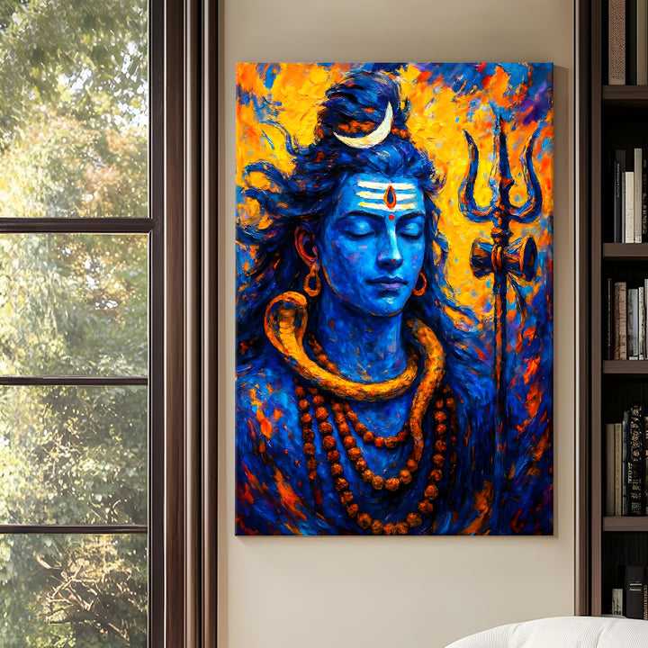 Lord Shiva Wall Art | HD Canvas Print Gallery Wrap Painting | Ready to Hang | Perfect for Pooja Room & Office Décor | Size: 20x30 Inch (SHWA03)