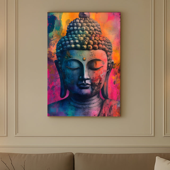 Serene Buddha Meditation Wall Art | HD Canvas Print Gallery Wrap Painting | Ready to Hang | Perfect for Pooja Room & Office Décor | Size: 20x30 Inch (BDWA52)