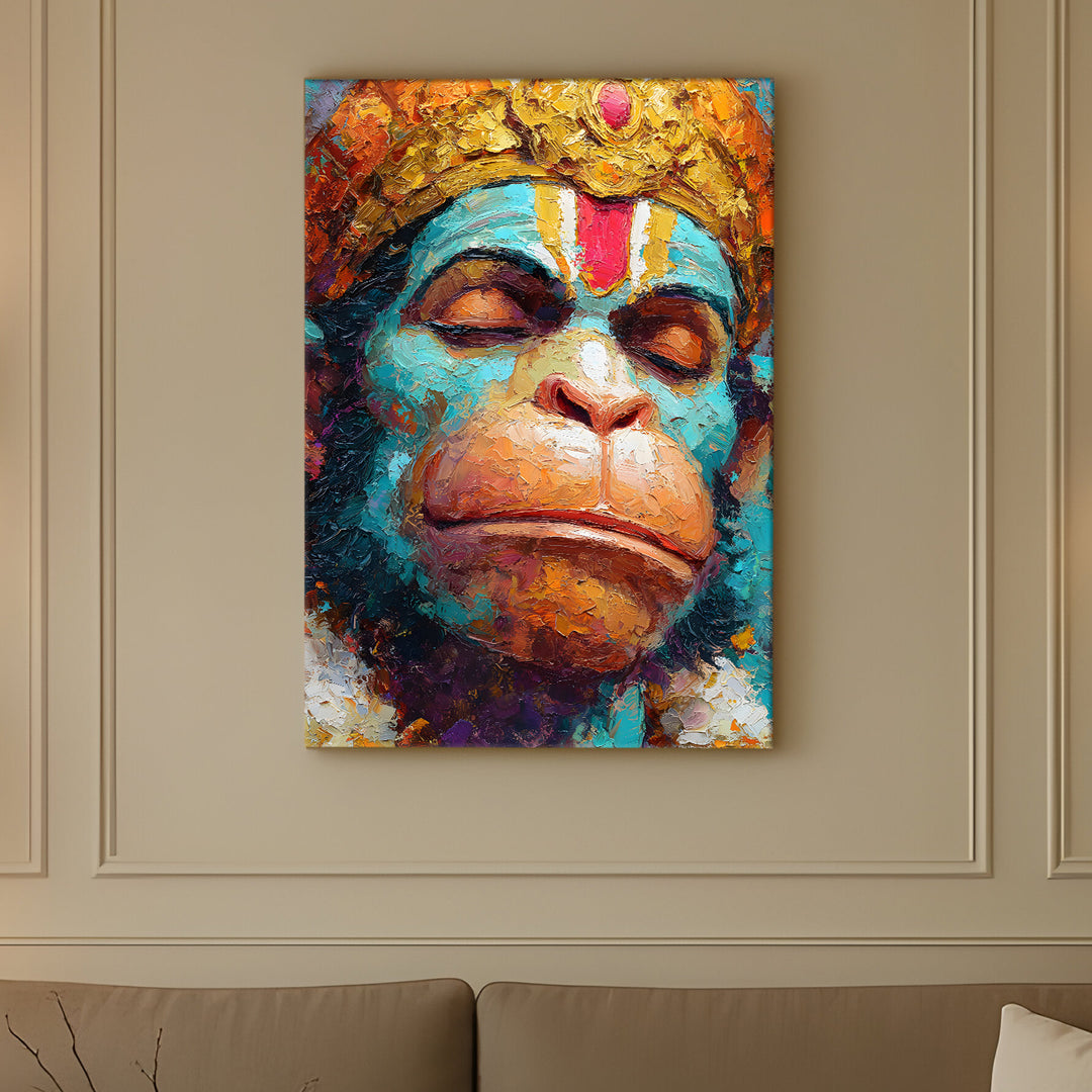 Lord Hanuman Wall Art | HD Canvas Print Gallery Wrap Painting | Ready to Hang | Perfect for Pooja Room & Office Décor | Size: 20x30 Inch (BBWA04)