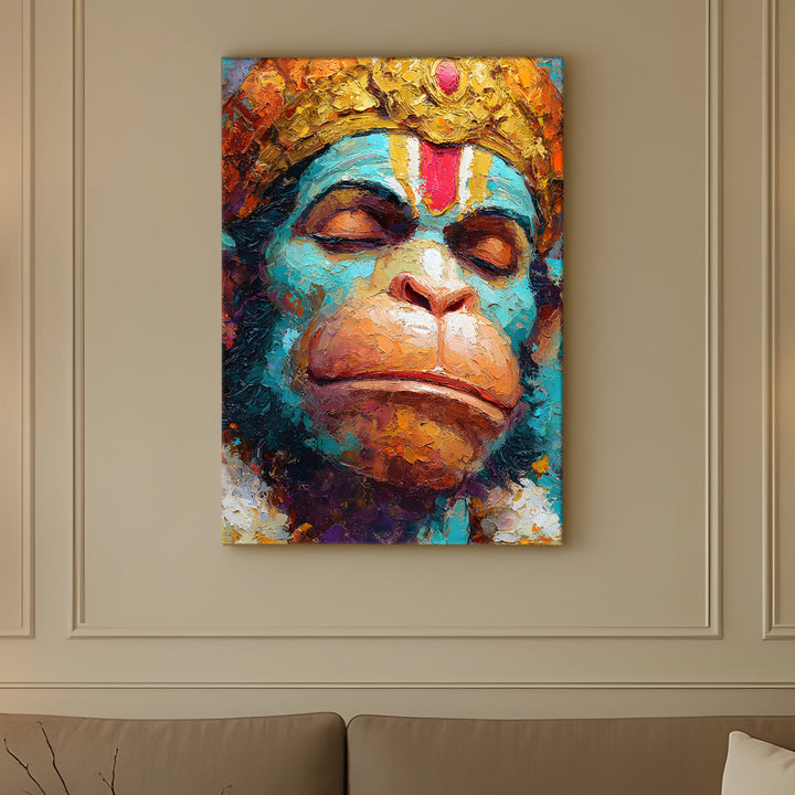 Lord Hanuman Wall Art | HD Canvas Print Gallery Wrap Painting | Ready to Hang | Perfect for Pooja Room & Office Décor | Size: 20x30 Inch (BBWA04)