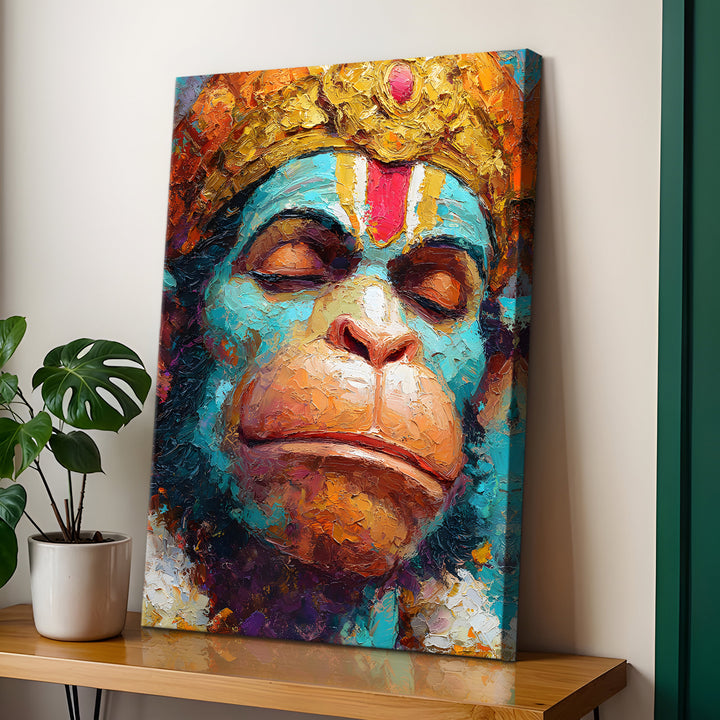 Lord Hanuman Wall Art | HD Canvas Print Gallery Wrap Painting | Ready to Hang | Perfect for Pooja Room & Office Décor | Size: 20x30 Inch (BBWA04)