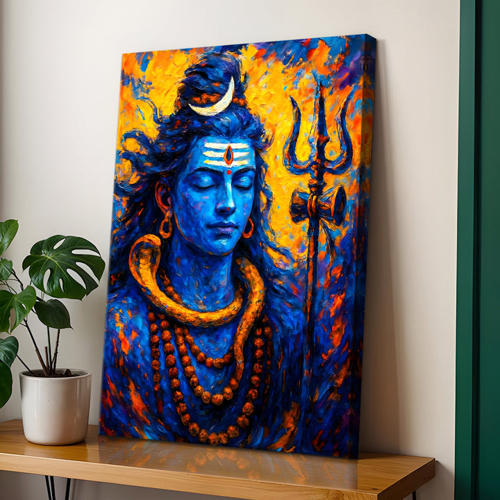 Lord Shiva Wall Art | HD Canvas Print Gallery Wrap Painting | Ready to Hang | Perfect for Pooja Room & Office Décor | Size: 20x30 Inch (SHWA03)