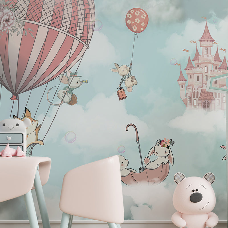 Animals balloon fly Wall Mural For Nursery Kids Room Decoration