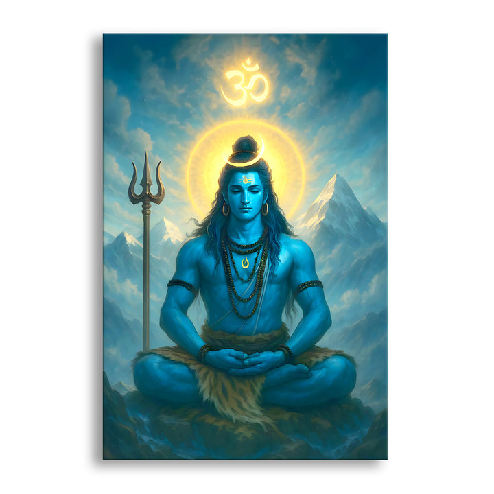Lord Shiva Wall Art | HD Canvas Print Gallery Wrap Painting | Ready to Hang | Perfect for Pooja Room & Office Décor | Size: 20x30 Inch (SHWA04)